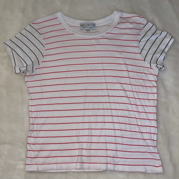 Wildfox red white and black striped top - Picture 1 of 1
